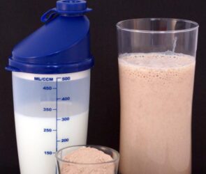 A selection of protein shakes about to be consumed as part of a weight loss regime.